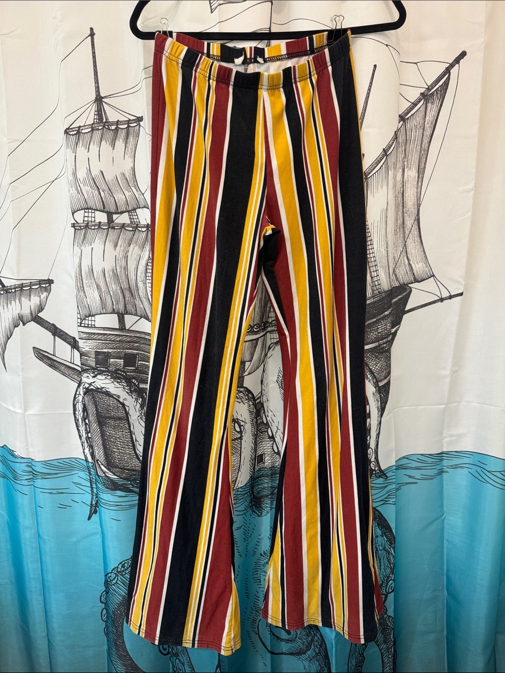 Striped Disco Stretchy Flare Pants